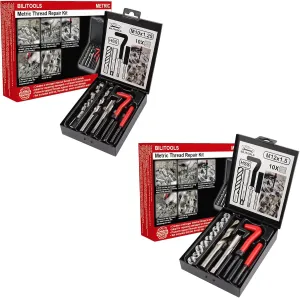 BILITOOLS M10x1.25 and M12x1.5 Thread Repair Kit, HSS Drill Helicoil Repair Kit Metric