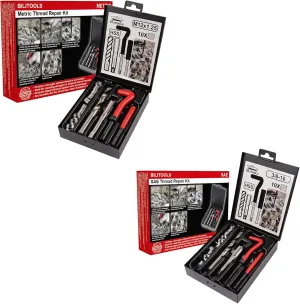 BILITOOLS M12x1.25 and 3/8-16 inch Thread Repair Kit, HSS Drill Helicoil Repair Kit Metric and SAE