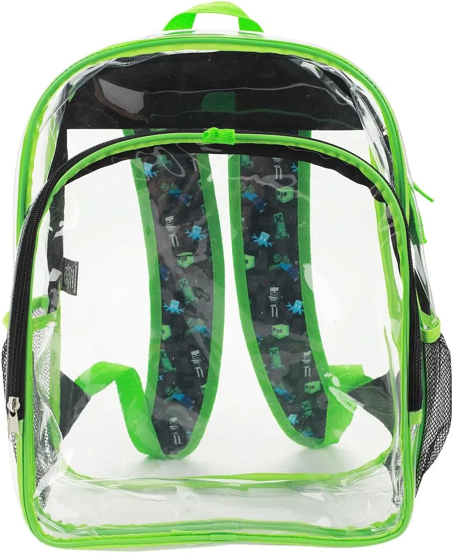 BIOWORLD Minecraft Creeper 5-Piece Backpack Set (Little Big Kid), Green, One Size