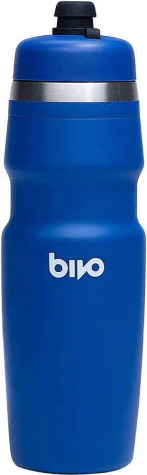 Bivo Duo 25oz Non Insulated Stainless Steel Bike Water Bottle - Lightweight for Cycling, Hiking, Sports - No Plastic Taste, Fits Most Cages, Dishwasher Safe - (True Blue)