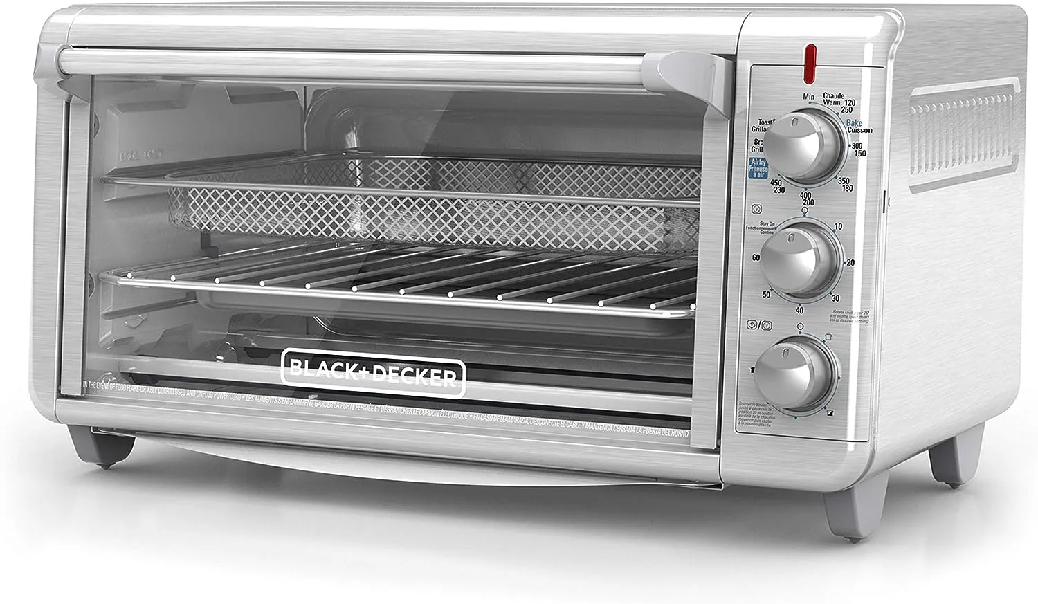 BLACK DECKER Crisp 'N Bake Air Fry Countertop Convection Toaster Oven, XL Capacity, 8-Slice, 5-in-1, Fits 9” x 13” pan,12” Pizza, 60-Min Timer, Bake, Broil, Air Fry, Toast, Keep Warm, Stainless Steel