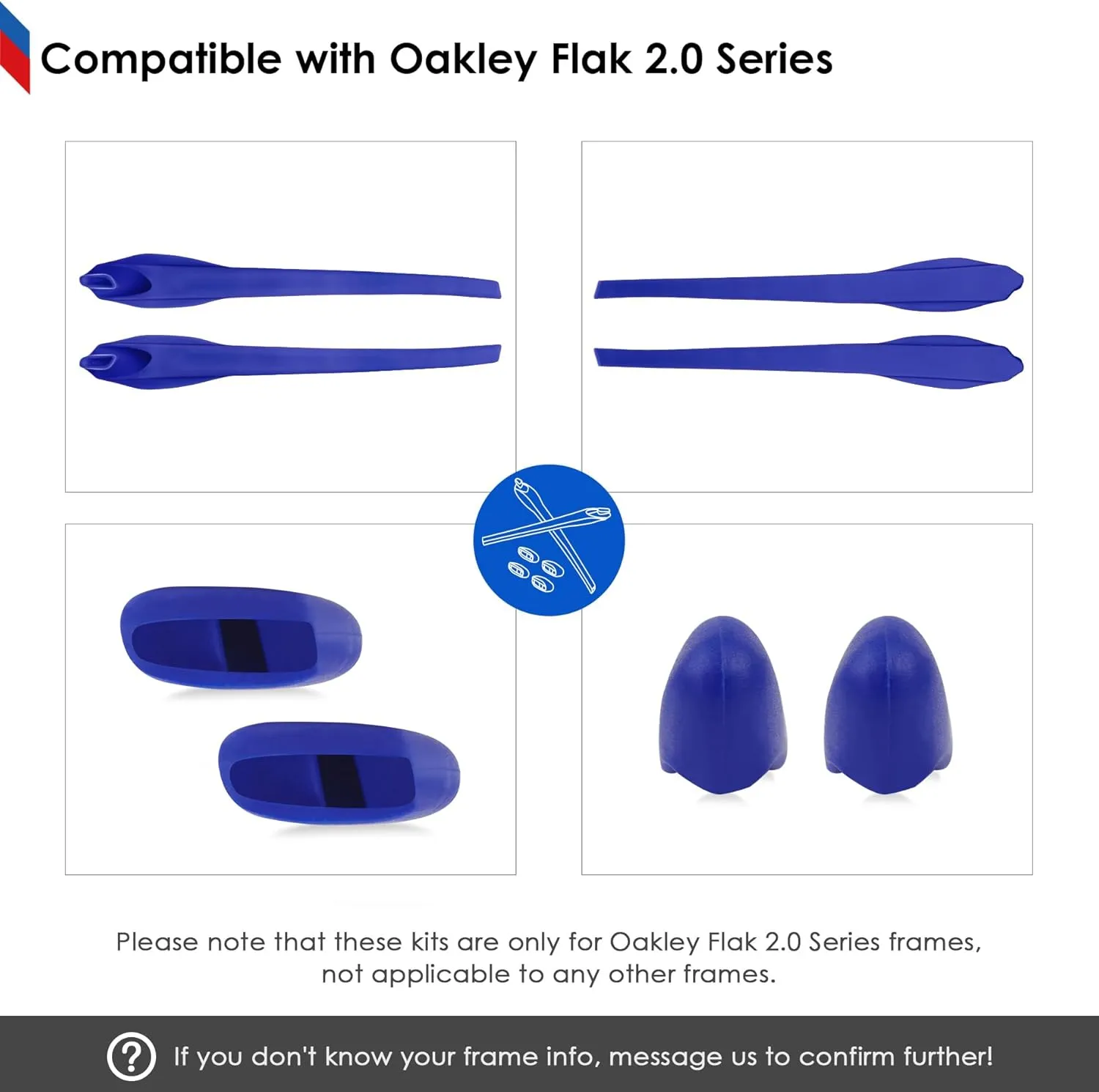 BLAZERBUCK Sock Kits Earsocks & Nosepieces for Oakley Flak 2.0 OO9295/Flak 2.0 XL OO9188/Flak 2.0 Asian Fit OO9271 Sunglasses - Black   Blue