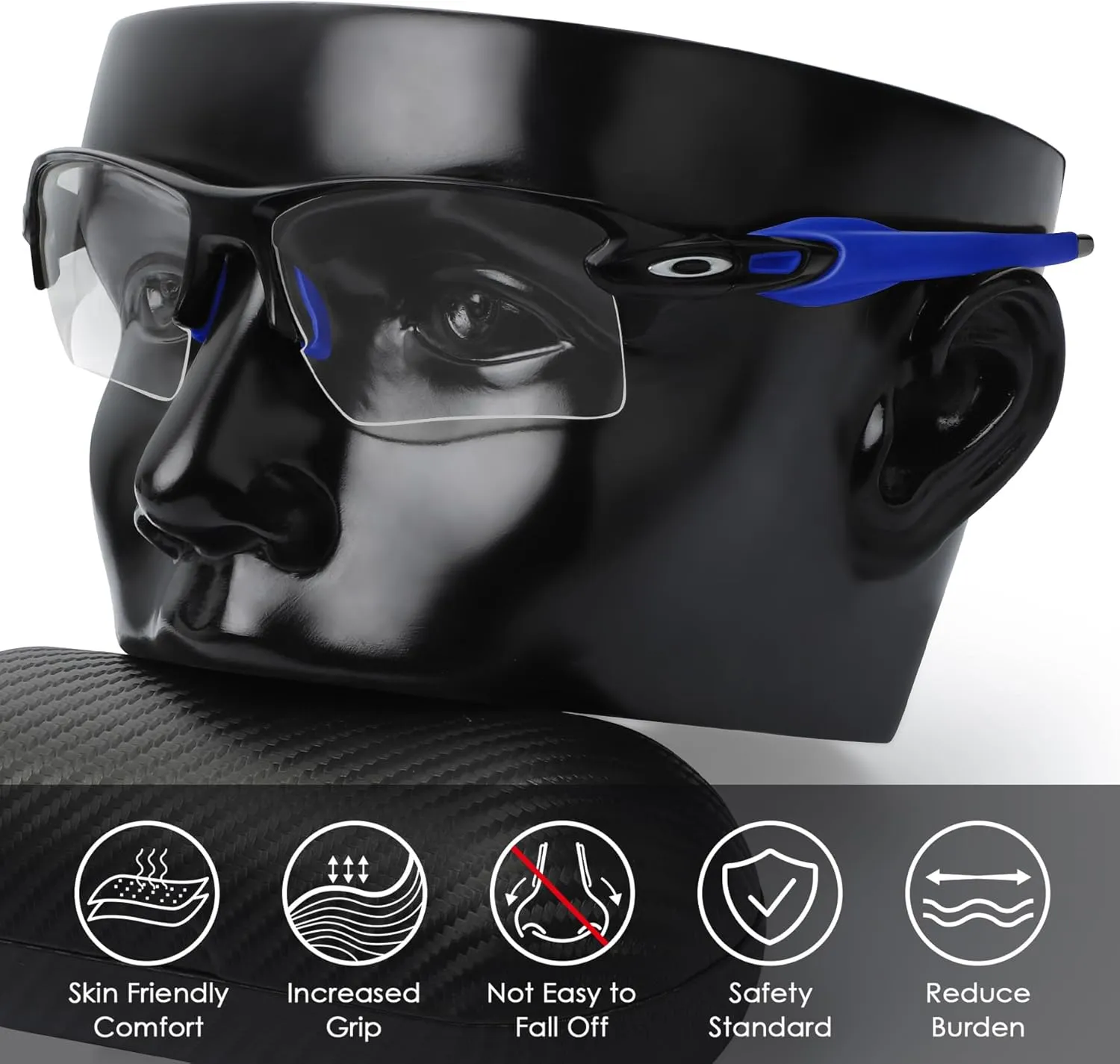 BLAZERBUCK Sock Kits Earsocks & Nosepieces for Oakley Flak 2.0 OO9295/Flak 2.0 XL OO9188/Flak 2.0 Asian Fit OO9271 Sunglasses - Black   Blue