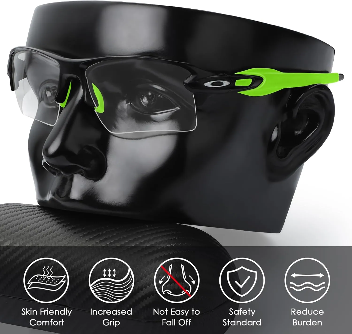 BLAZERBUCK Sock Kits Earsocks & Nosepieces for Oakley Flak 2.0 OO9295/Flak 2.0 XL OO9188/Flak 2.0 Asian Fit OO9271 Sunglasses - Black   Green