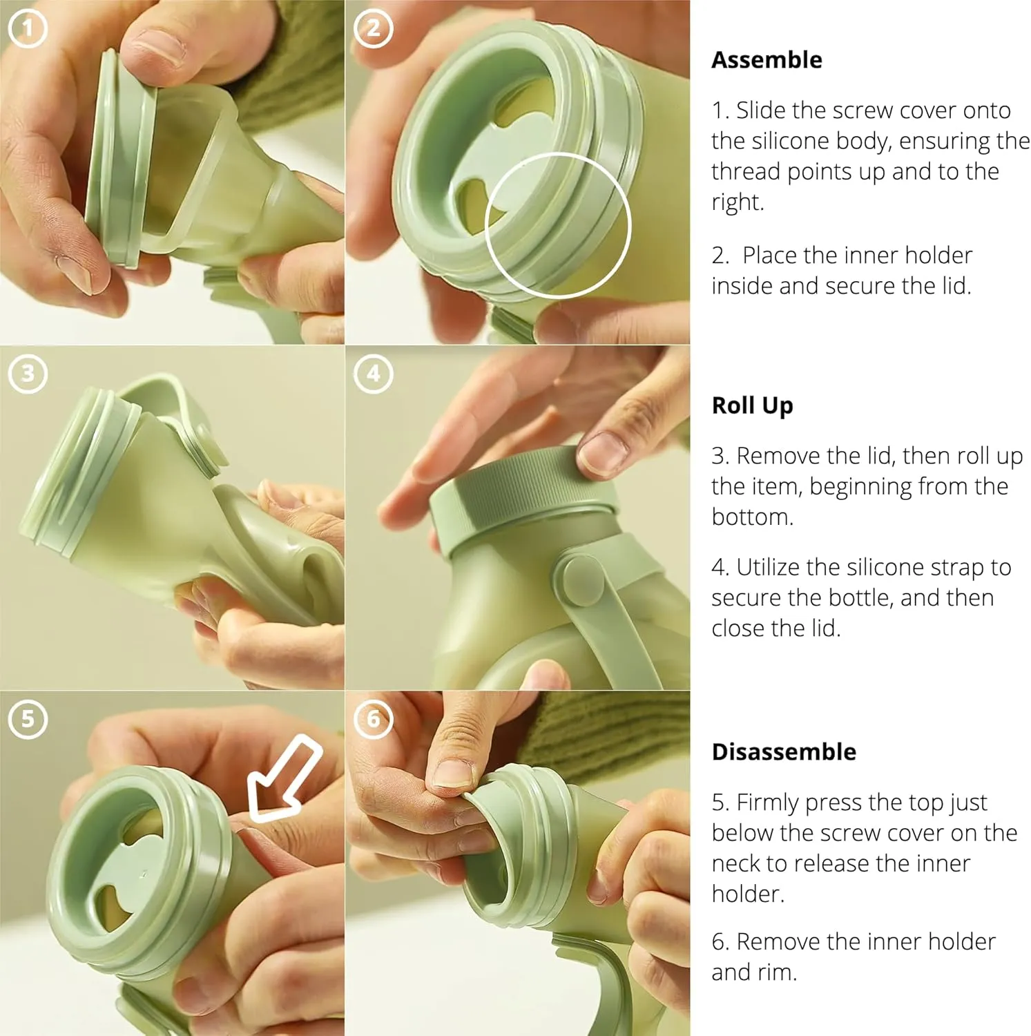 BLUE GINKGO Collapsible Water Bottle [2-Pack] – Lightweight, Foldable Silicone Bottles for Travel, Hiking, and Camping (16.9oz, Made in Korea, Peach)