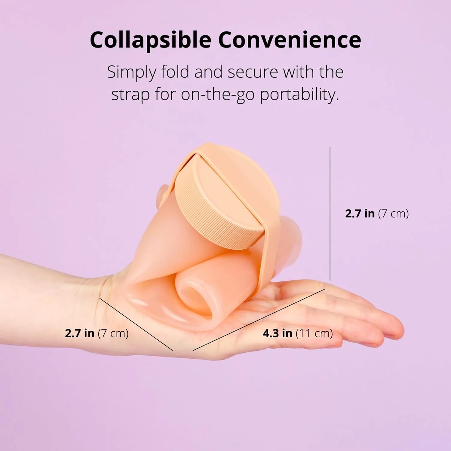 BLUE GINKGO Collapsible Water Bottle [2-Pack] – Lightweight, Foldable Silicone Bottles for Travel, Hiking, and Camping (16.9oz, Made in Korea, Peach)
