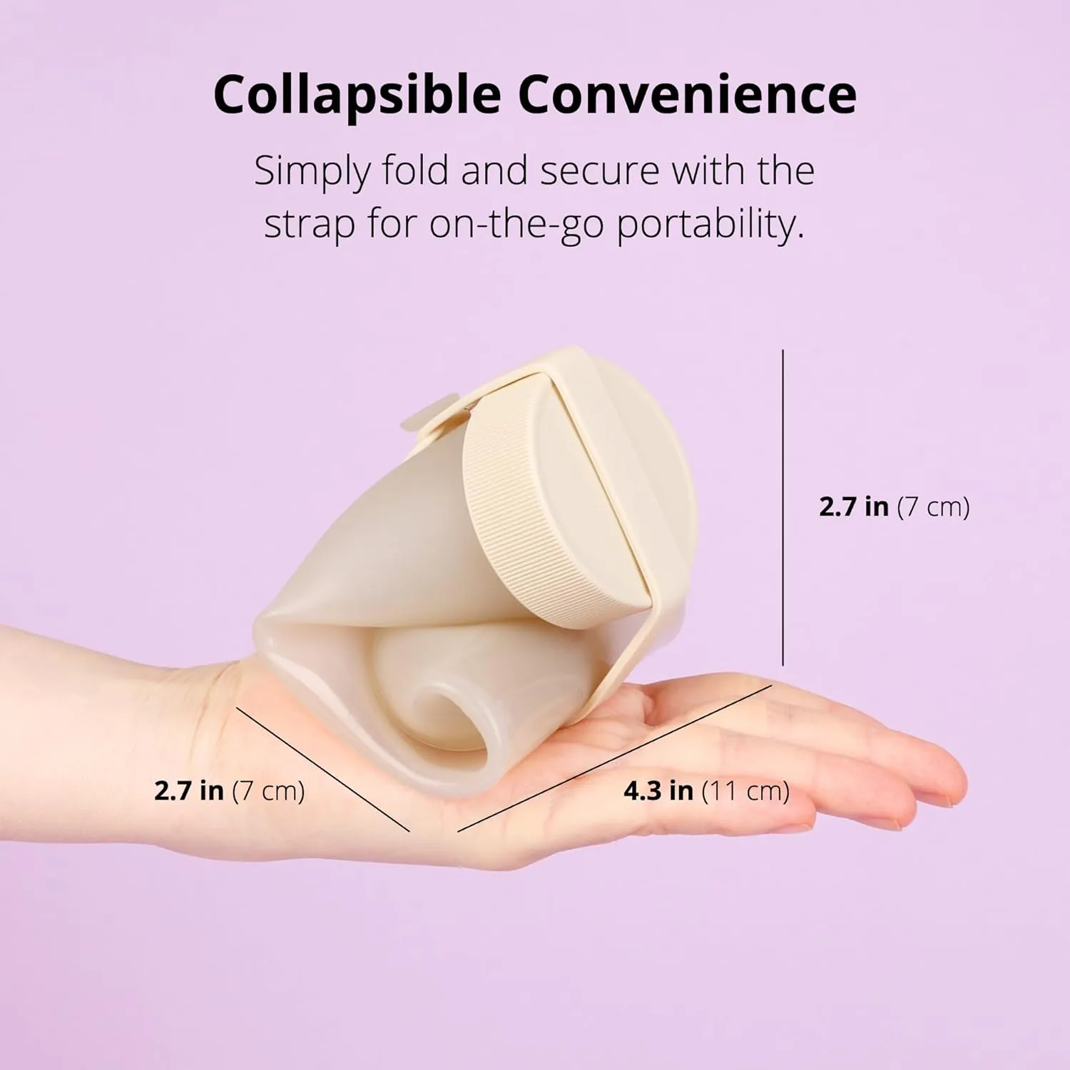 BLUE GINKGO Collapsible Water Bottle – Lightweight, Foldable Silicone Bottle for Travel, Hiking, and Camping (16.9oz, Made in Korea, Sand Beige)