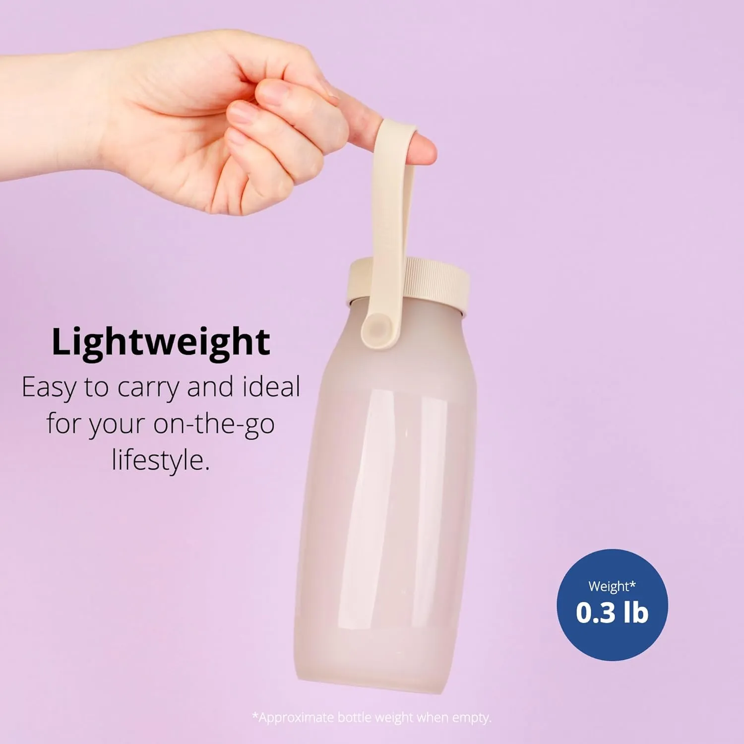 BLUE GINKGO Collapsible Water Bottle – Lightweight, Foldable Silicone Bottle for Travel, Hiking, and Camping (16.9oz, Made in Korea, Sand Beige)