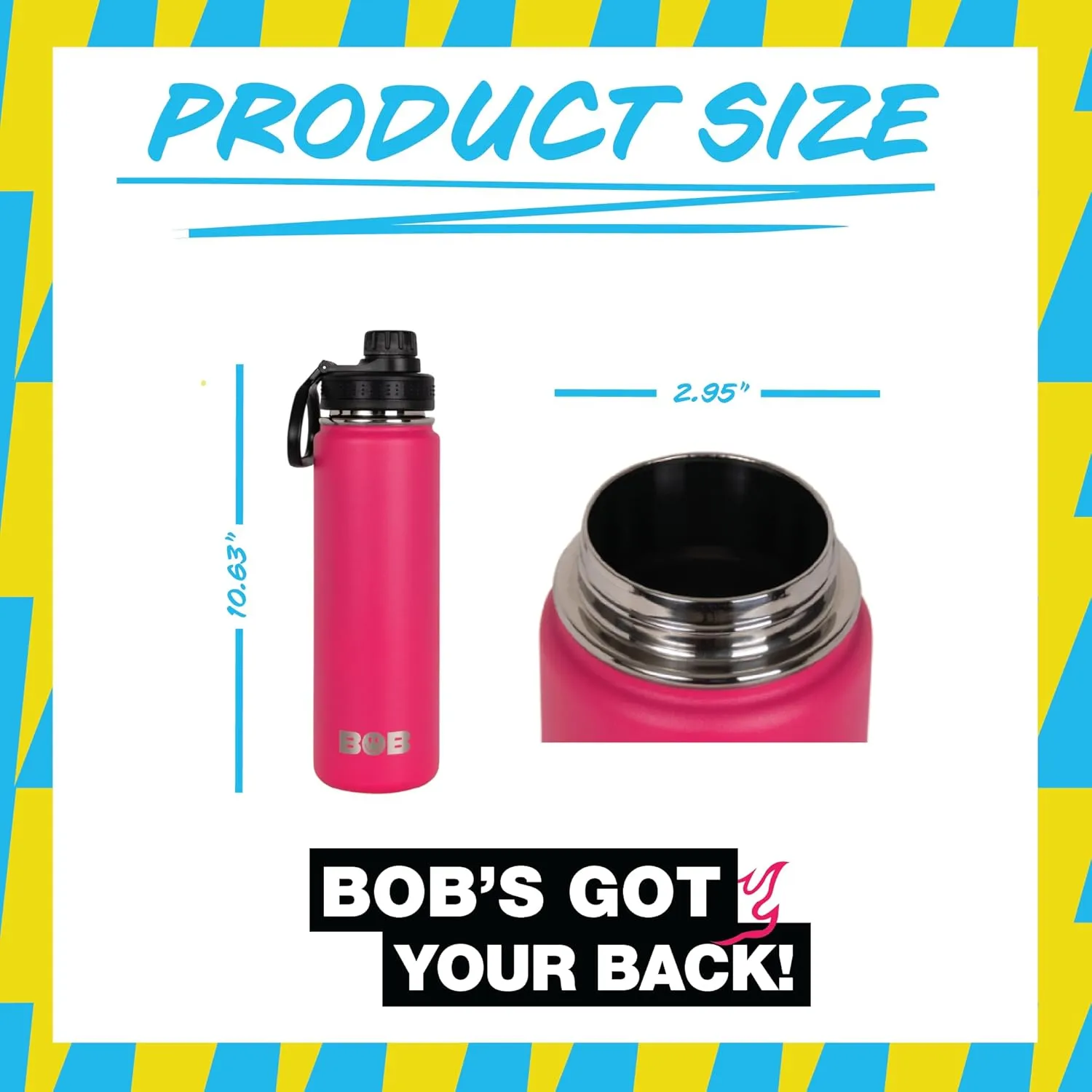 BOB THE COOLER CO - 26oz The Big Swig Double Wall Vacuum Insulated Water Bottle with Spout Lid, Made of Stainless Steel, Leak Proof, Great for Sports, Travel, & More (Vice Red)
