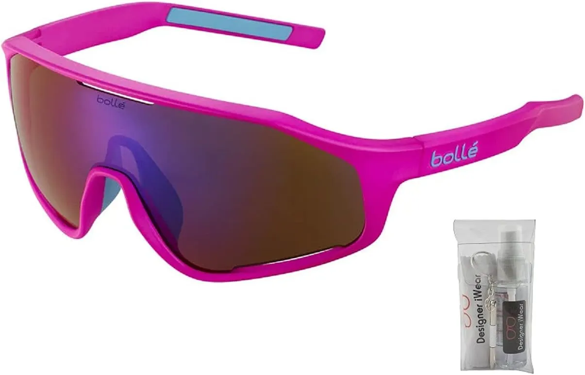Bolle Shifter 55MM Shield Wrap Around Sunglasses for Men for Women   BUNDLE With Designer iWear Complimentary Eyewear Kit