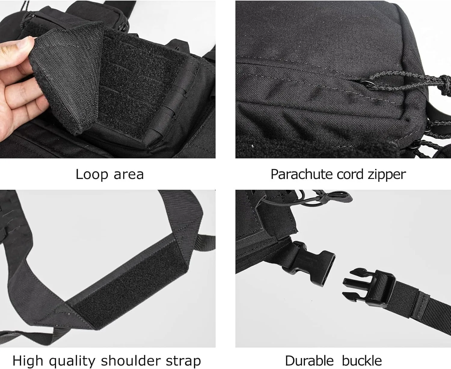 BOMTURN Chest Rig Tactical Chest Rig 1000D Molle Micro Chest Rigs Adjustable Detachable Modular Vest with Mag Pouch