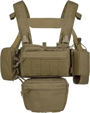 BOMTURN Chest Rig Tactical Chest Rig 1000D Molle Micro Chest Rigs Adjustable Detachable Modular Vest with Mag Pouch