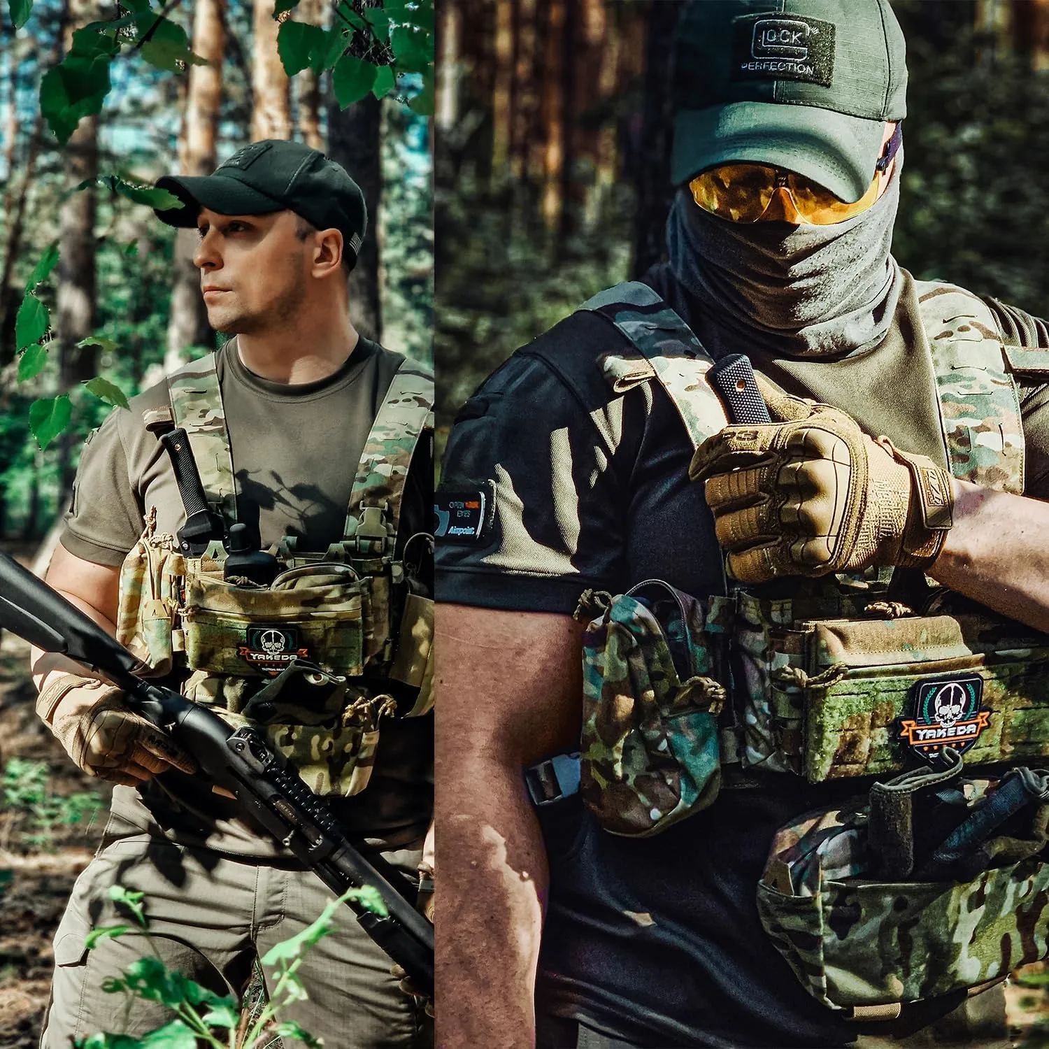 BOMTURN Chest Rig Tactical Chest Rig 1000D Molle Micro Chest Rigs Adjustable Detachable Modular Vest with Mag Pouch