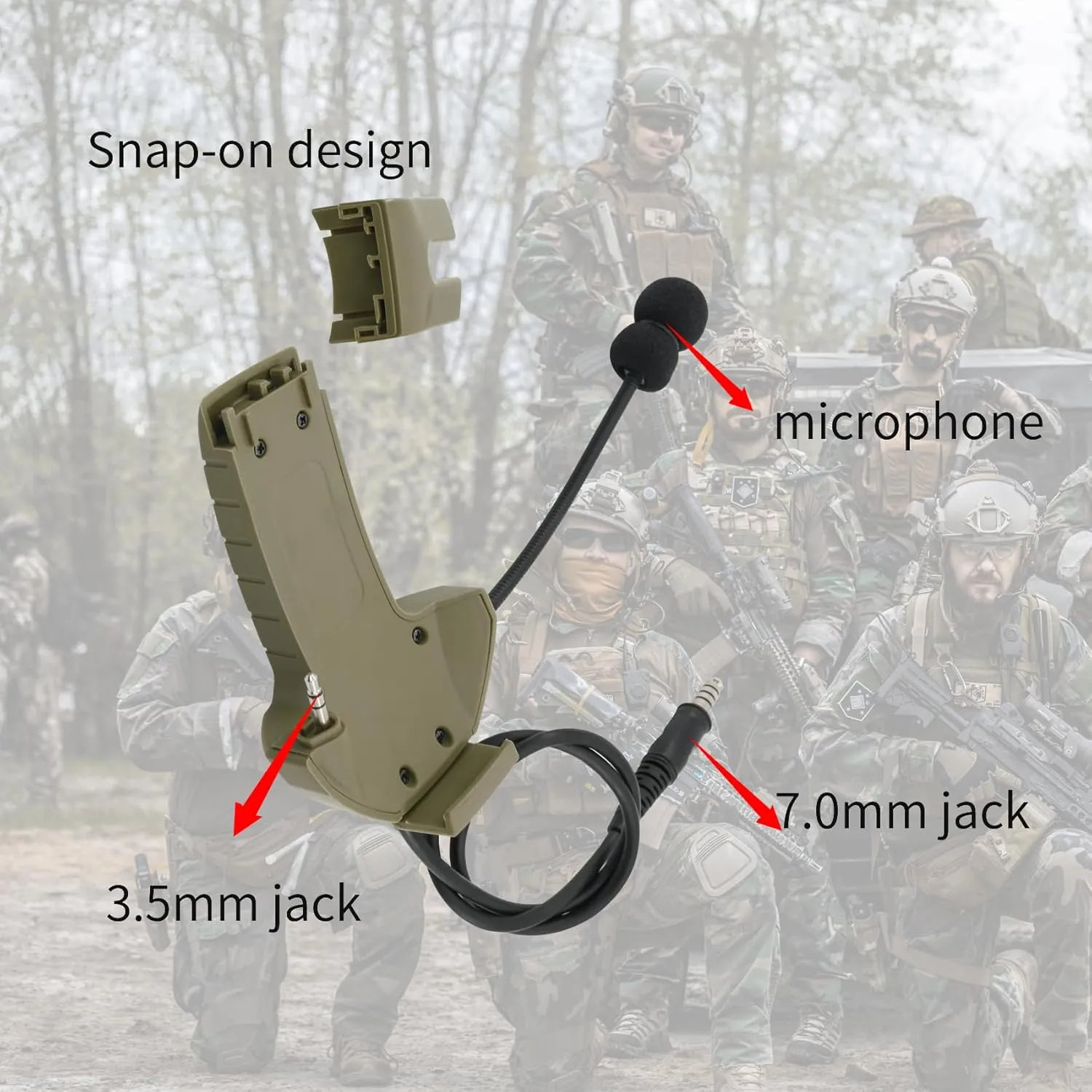 Boom Microphone/Ken 2 Pin PTT Kit Compatible with Walker's Razor Slim Earmuffs,Covert Ear Defender to Communicated Earmuff