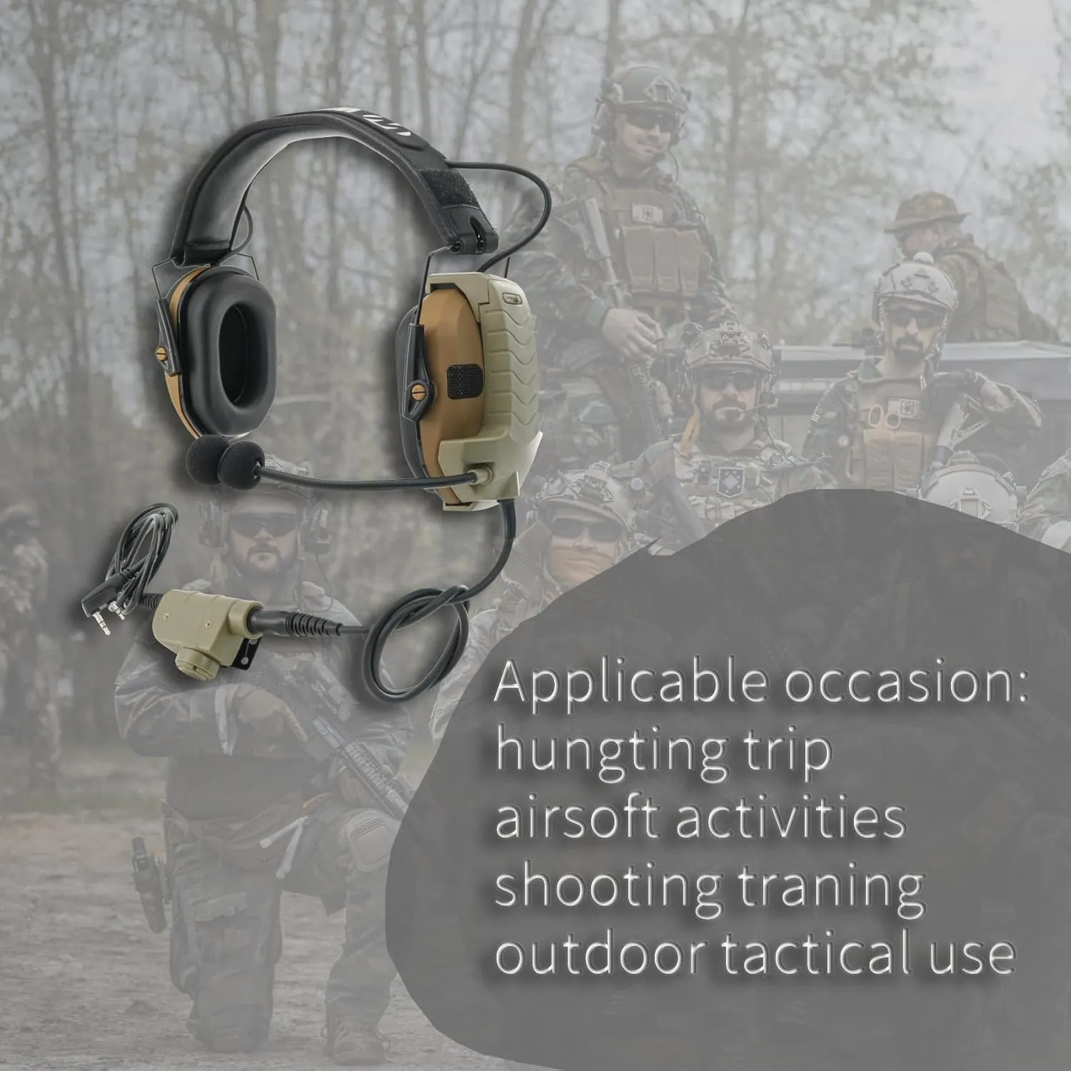 Boom Microphone/Ken 2 Pin PTT Kit Compatible with Walker's Razor Slim Earmuffs,Covert Ear Defender to Communicated Earmuff