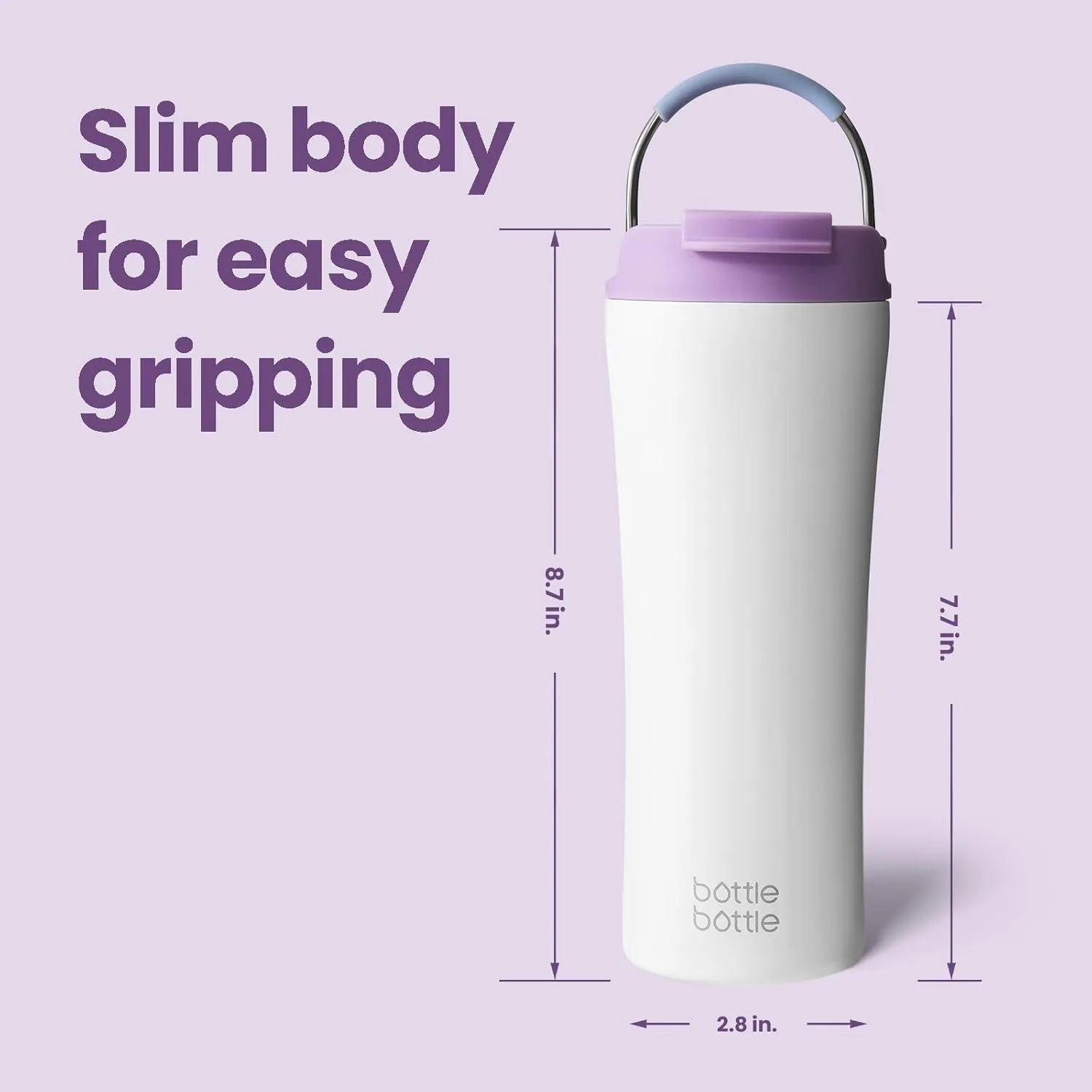 BOTTLE BOTTLE Insulated Coffee Tumblers with Dual-use Lid and Straw Double Walled Iced Travel Coffee Mug for Woman and Man 18 oz Stainless Steel Tumbler with Handle(Snow)