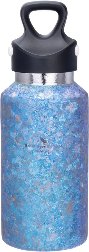 Boundless Voyage Titanium Vacuum Water Bottle Double-Walled Insulated Cup Lightweight and Leak-Proof Travel Outdoor Office School Sport Bottle (380ml blue)