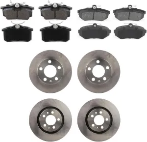 Brake and Rotor Kit Front and Rear 6PC Compatible with Seat Cordoba 2001-2009 Compatible with Seat Ibiza 2002-2007 Compatible with Seat Leon 2001-2005 Compatible with Volkswagen 1998-1999 SEMI-MET