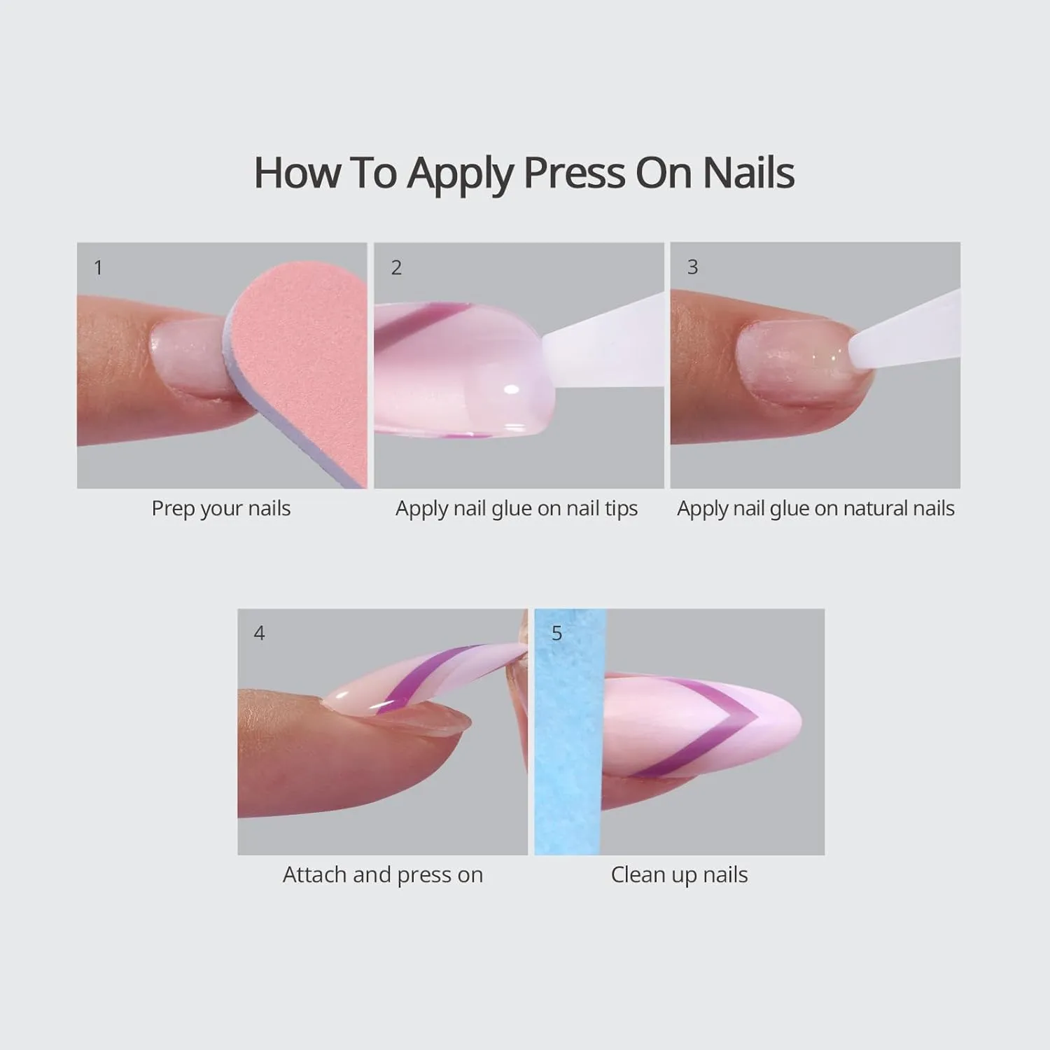 BTArtbox French Tip Press On Nails - Metallic Cat Eye Short Square Press On Nails with Glue for Women, Opaque Soft Gel Glue On Nails in 16 Sizes - 32 Stick On Nails Kit, Gleaming