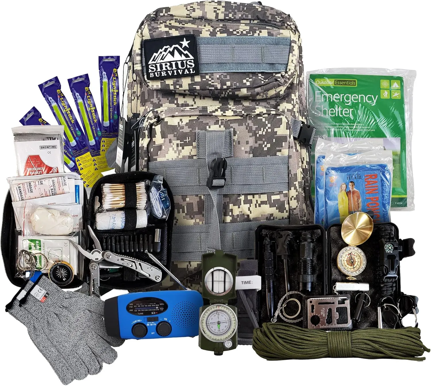 Bug Out Bag Backpack Bugout Kit Great for Family - Survival Backpack for Earthquakes, Hurricanes, Floods, Tornados, Fires & Other Disasters