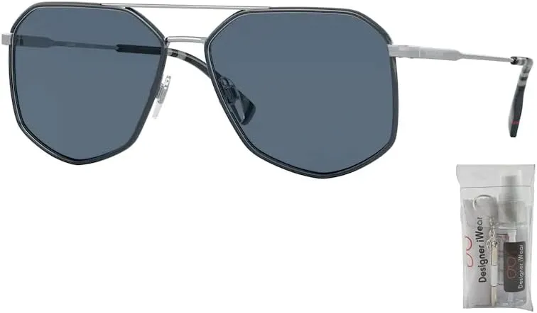 BURBERRY Ozwald BE3139 Hexagonal Sunglasses for Men   BUNDLE With Designer iWear Eyewear Kit