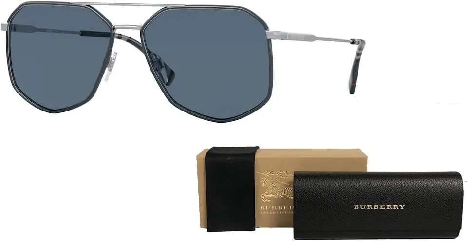 BURBERRY Ozwald BE3139 Hexagonal Sunglasses for Men   BUNDLE With Designer iWear Eyewear Kit