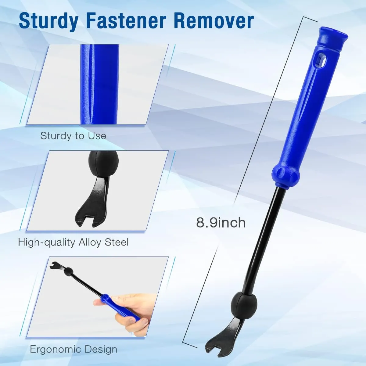 BYNIIUR Trim Removal Tool, Car Panel Door Audio Trim Tool Kit, Fastener Remover Clip Removal Tool, Push Pins Clip Removal Tool Set Crow Bars Car Door Panel Dashboard Repair Kit, Blue