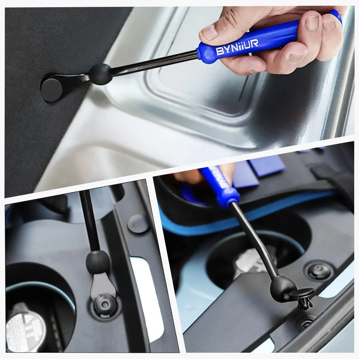 BYNIIUR Trim Removal Tool, Car Panel Door Audio Trim Tool Kit, Fastener Remover Clip Removal Tool, Push Pins Clip Removal Tool Set Crow Bars Car Door Panel Dashboard Repair Kit, Blue