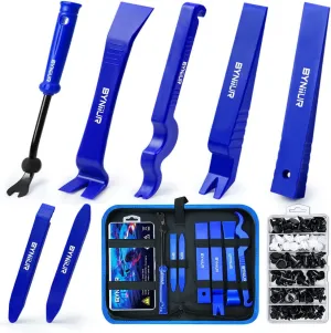 BYNIIUR Trim Removal Tool, Car Panel Door Audio Trim Tool Kit, Fastener Remover Clip Removal Tool, Push Pins Clip Removal Tool Set Crow Bars Car Door Panel Dashboard Repair Kit, Blue