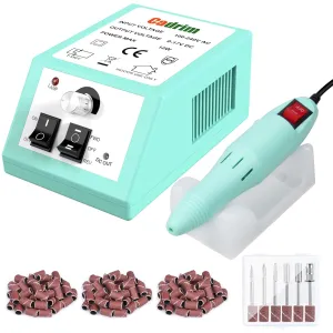 Cadrim 20000RPM Electric Nail Drill Machine Professional Electric Nail File Manicure Pedicure Nail Drill Kit with 156pcs Sanding Bands Remover Polisher Gel Acrylic Nails for Salon Home,Green