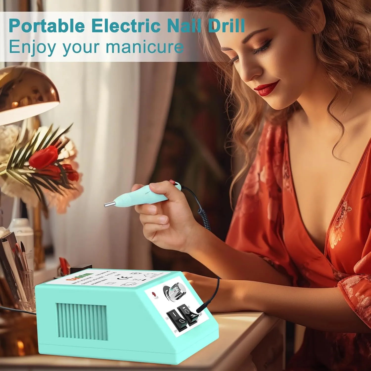 Cadrim 20000RPM Electric Nail Drill Machine Professional Electric Nail File Manicure Pedicure Nail Drill Kit with 156pcs Sanding Bands Remover Polisher Gel Acrylic Nails for Salon Home,Green