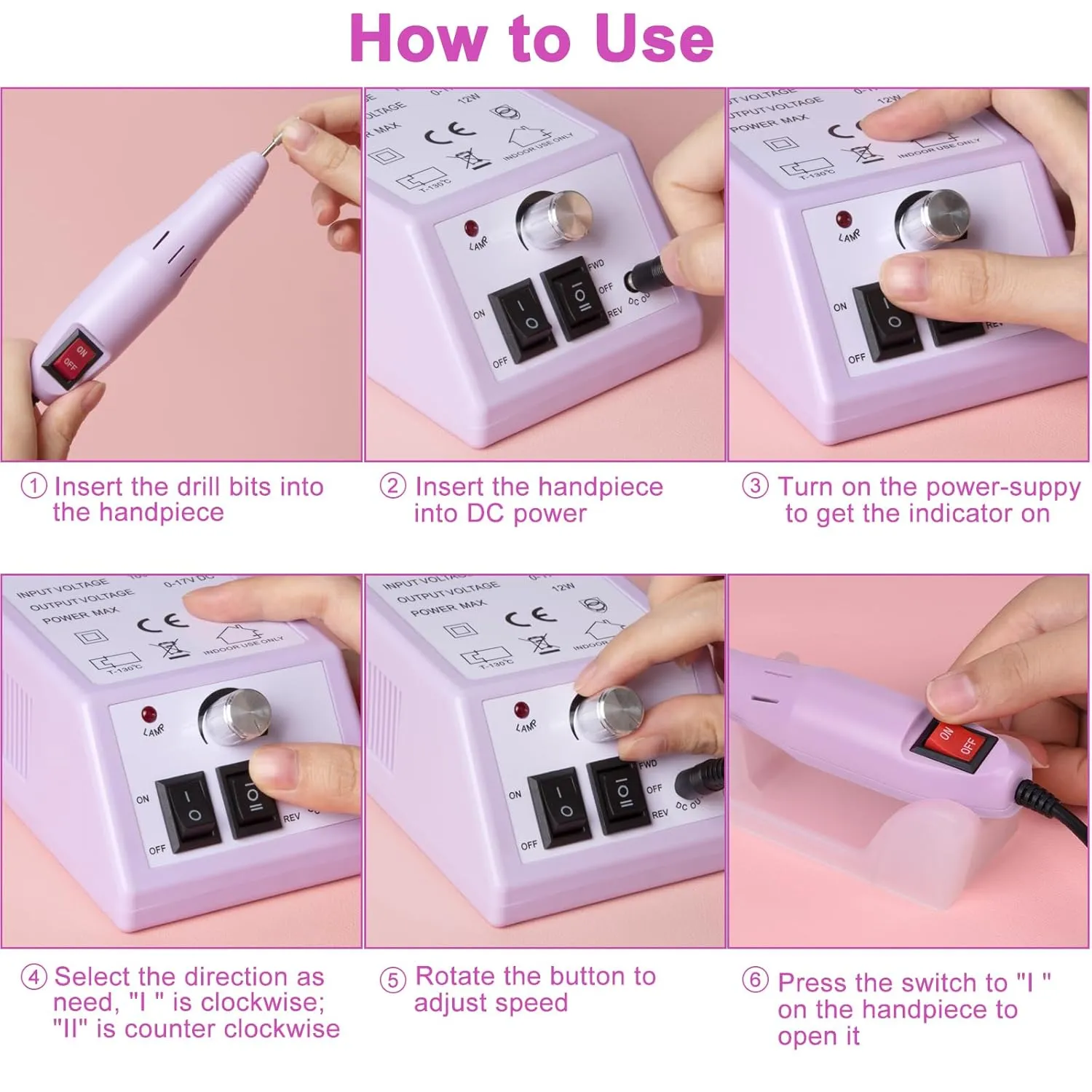 Cadrim Electric Nail Drill, Professional Nail Drill Machine, Nail Electric File for Acrylic Nails Gel Nail Glazing Nail Art Polisher Sets Manicure Pedicure Polishing Shape Efile Tools Kit, Taro Purple