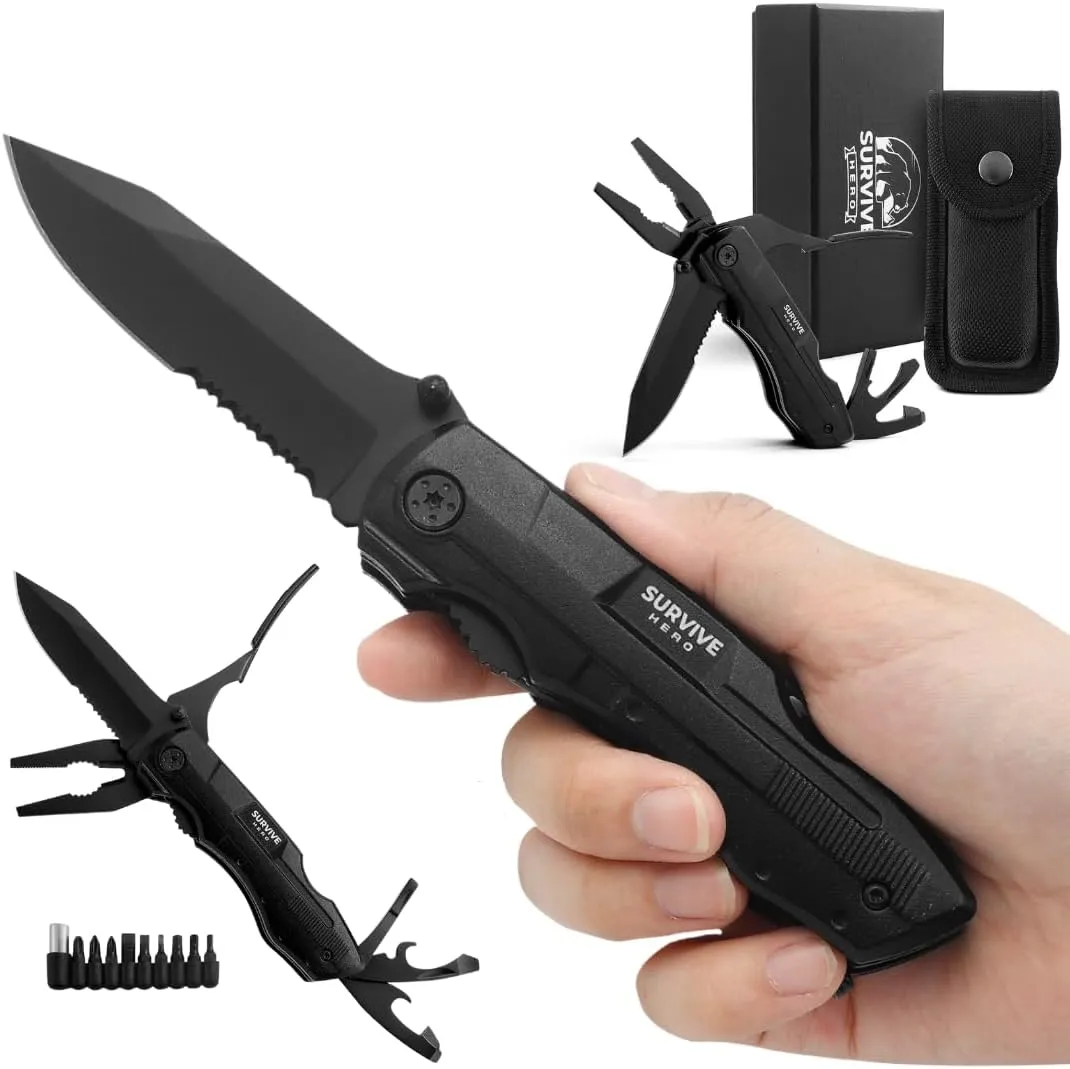 Camping Multi Tool Pocket Knife Multitool Knife for Men, Birthday Gift for Dad Gifts Son Daughter, Tactical EDC Utility Knife Multitool, Brother Gifts for Dad Gifts Grandpa Brother