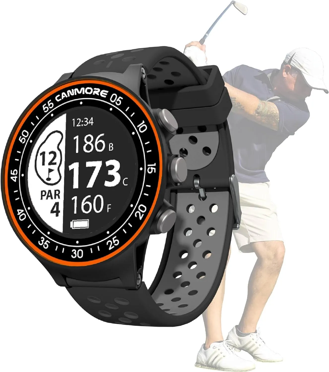 CANMORE TW411 Golf GPS Watch with Fitness Tracker, 41,000  Free Preloaded Worldwide Course, Upgraded IC Chip, Orange