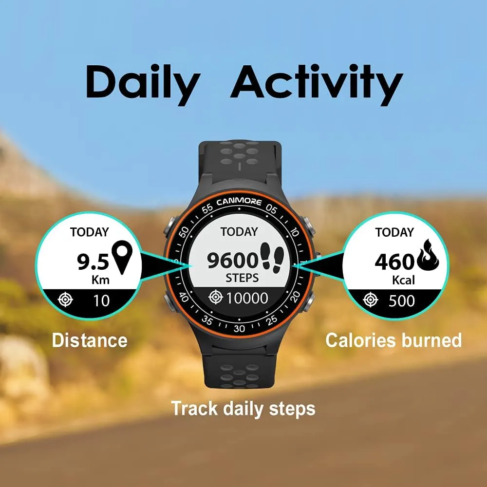 CANMORE TW411 Golf GPS Watch with Fitness Tracker, 41,000  Free Preloaded Worldwide Course, Upgraded IC Chip, Orange