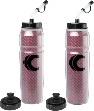 Cannon Sports 28oz Insulated Squeeze Water Bottle with Straw, Leak Proof Lids, 2 lids (Straw and Squeeze), Double Wall Insulation, Wide Mouth, BPA-Free (2 Pack) (Red)