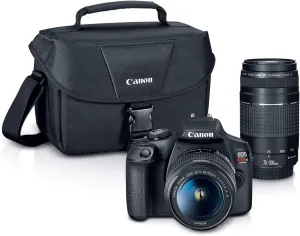 Canon EOS Rebel T7 DSLR Camera|2 Lens Kit with EF18-55mm   EF 75-300mm Lens, Black