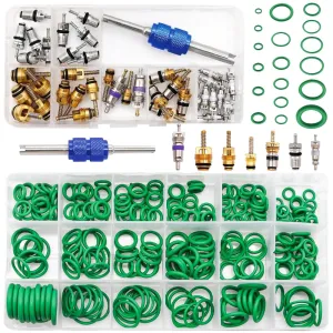 Car A/C Repair Kit - O-Ring Set   AC Valve Cores | Fix Air Conditioning |   Removal & Install Tool | R12 & R134a | - Also for Tire Valve Stems!