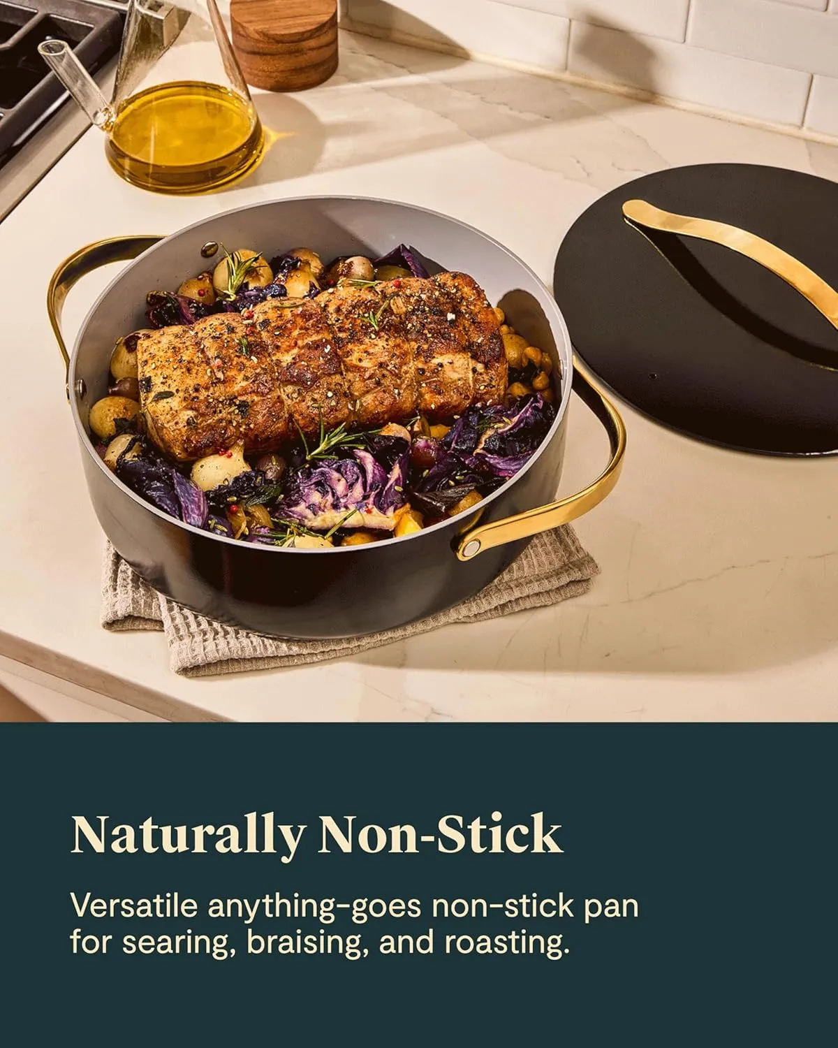Caraway Rondeau - 6 Qt Non-Stick Pan with Lid - Free From Forever Chemicals - Perfect for Searing, Braising, & Roasting - Perracotta
