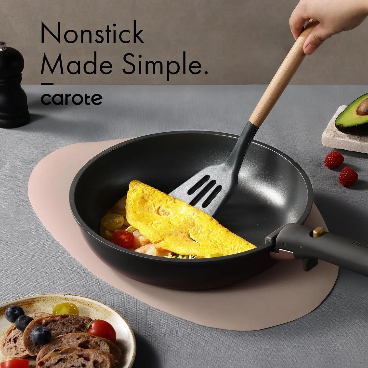 CAROTE 19pcs Pots and Pans Set, Nonstick Cookware Set Detachable Handle, Induction Kitchen Cookware Sets Non Stick with Removable Handle, RV Cookware Set, Gold and Dark Gray