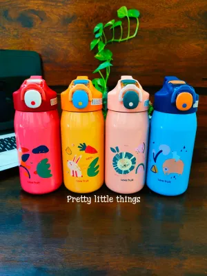Cartoon Animals Print Steel Water Bottle 500 ml