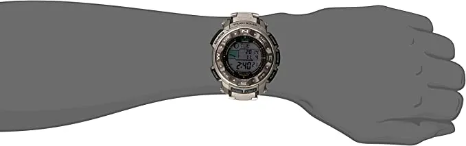 Casio Men's PRO TREK Stainless Steel Japanese-Quartz Watch with Titanium Strap, Silver, 20 (Model: PRW-2500T-7CR)