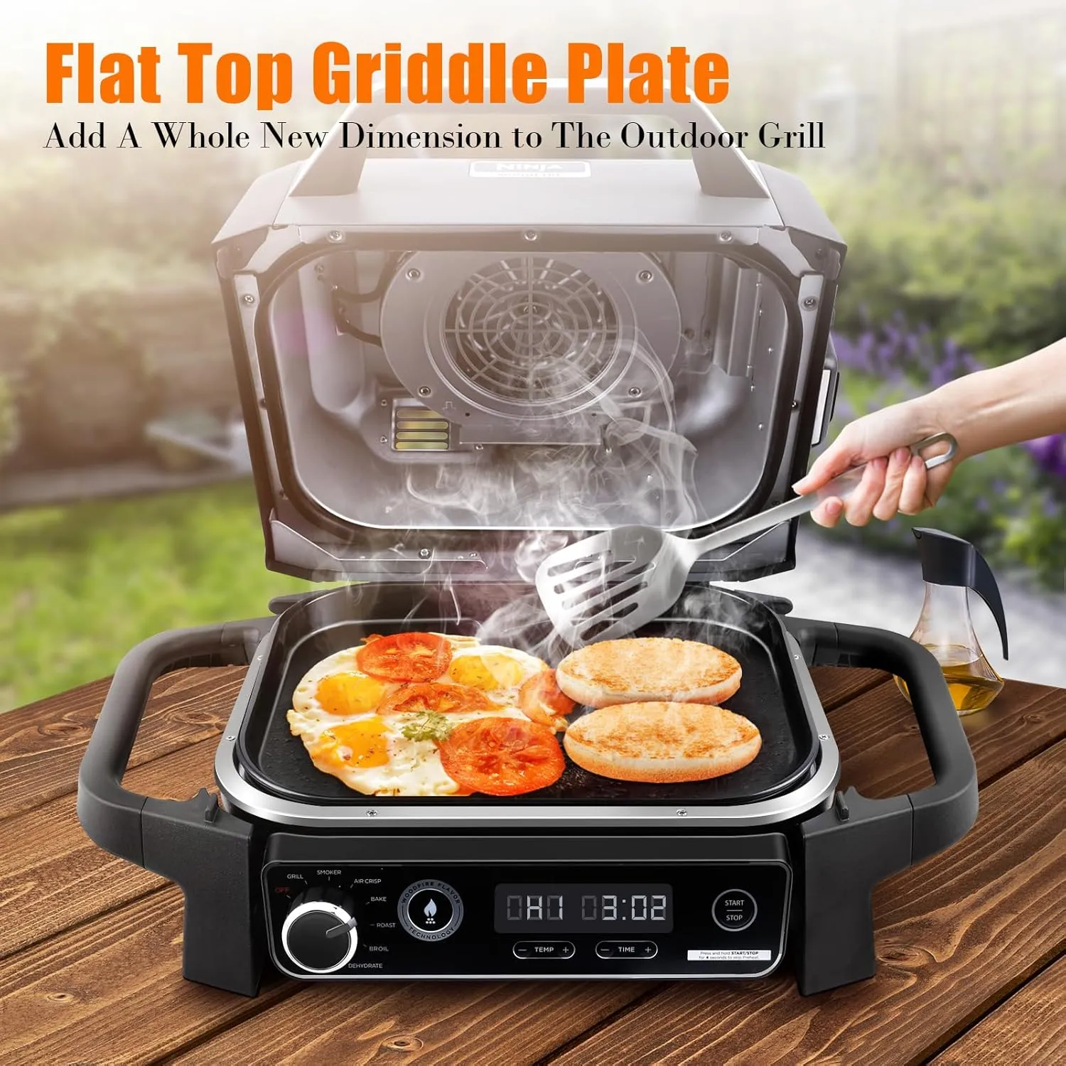 Cast Iron Griddle for Ninja Woodfire Grills, Griddle Plate, OG700 Series, Flat Top Griddle Compatible with Ninja Woodfire Outdoor Grills OG701, Ceramic Coating, Easy to Clean, Insert