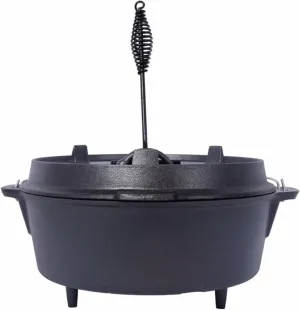 Cast iron grill pan with frying pan lid outdoor kitchenware picnic pot flat bottom camping pot hanging pot open fire stew pot outdoor camping deep pot for camping cooking barbecue with leg base