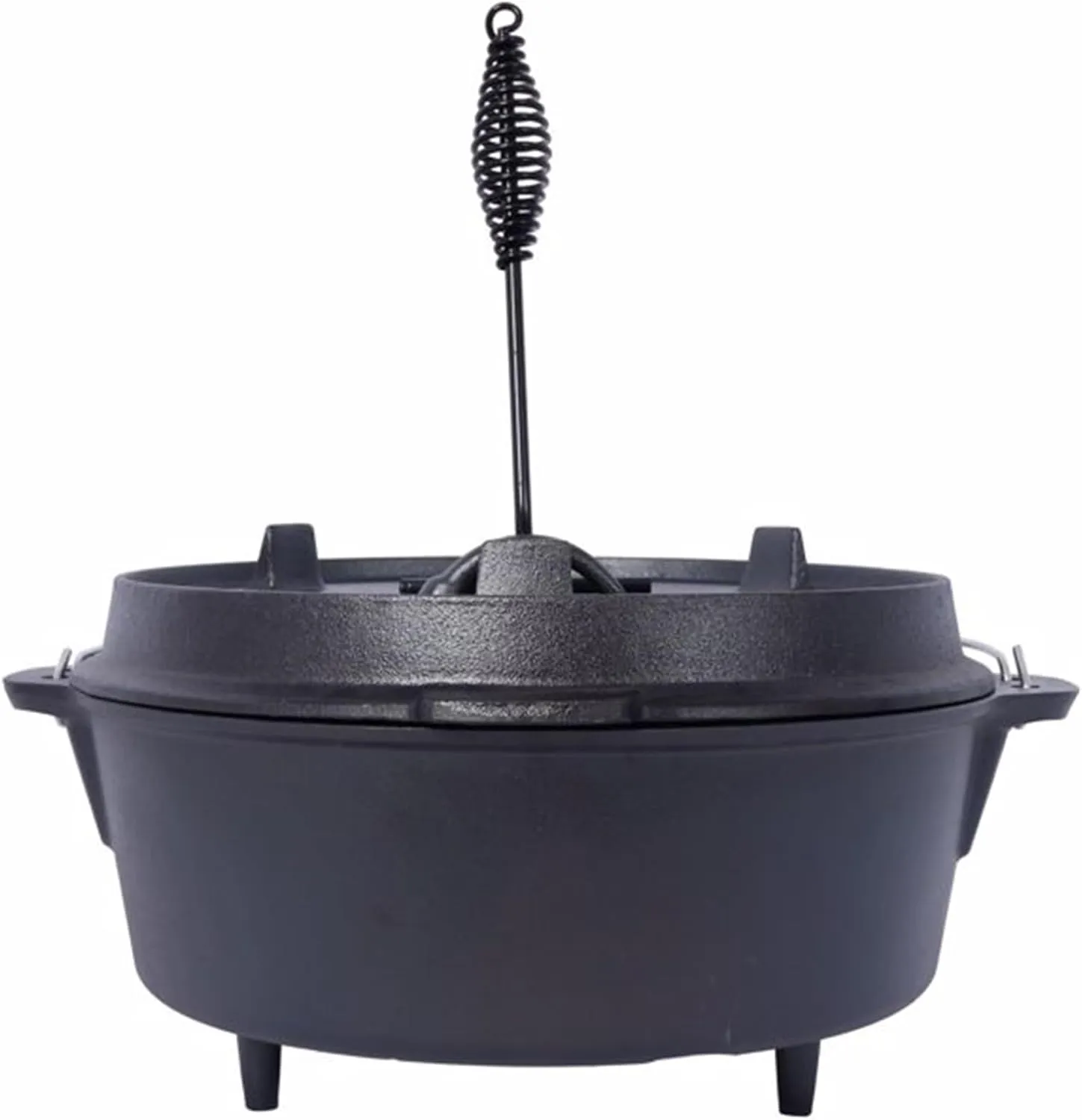 Cast iron grill pan with frying pan lid outdoor kitchenware picnic pot flat bottom camping pot hanging pot open fire stew pot outdoor camping deep pot for camping cooking barbecue with leg base