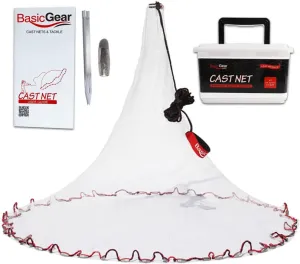 Cast Net | Lead, 3ft-12ft Radius, 3/8 or 1/4 inch Mesh for Freshwater and Saltwater Bait Fish| Professional Grade and Upgraded Material | Throw Style
