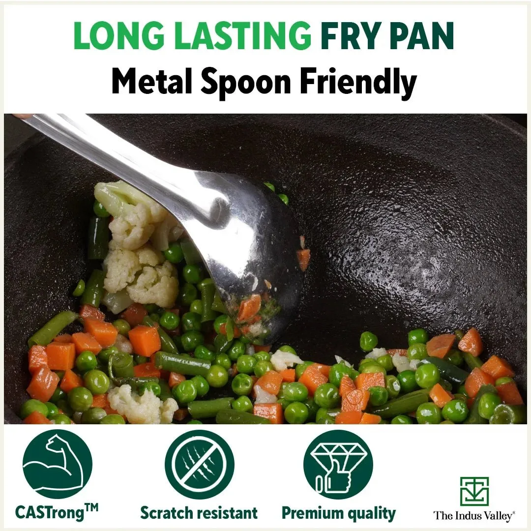 CASTrong Cast Iron Fish Fry Pan, Pre-seasoned, Nonstick, 100% Pure, Toxin-free, Induction, 22.4/25cm, 1.5kg/2kg