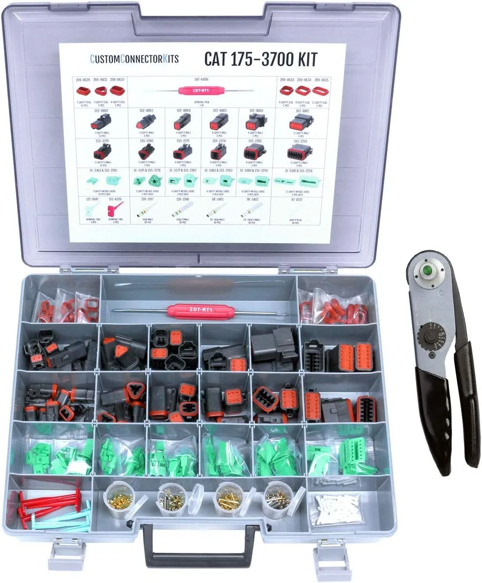 CAT-175-3700 Field Service Kit with 1U5804 CAT Crimp Tool for 22-12 AWG: Environmentally Sealed Connectors for Caterpillar and Tractor Electrical Repair