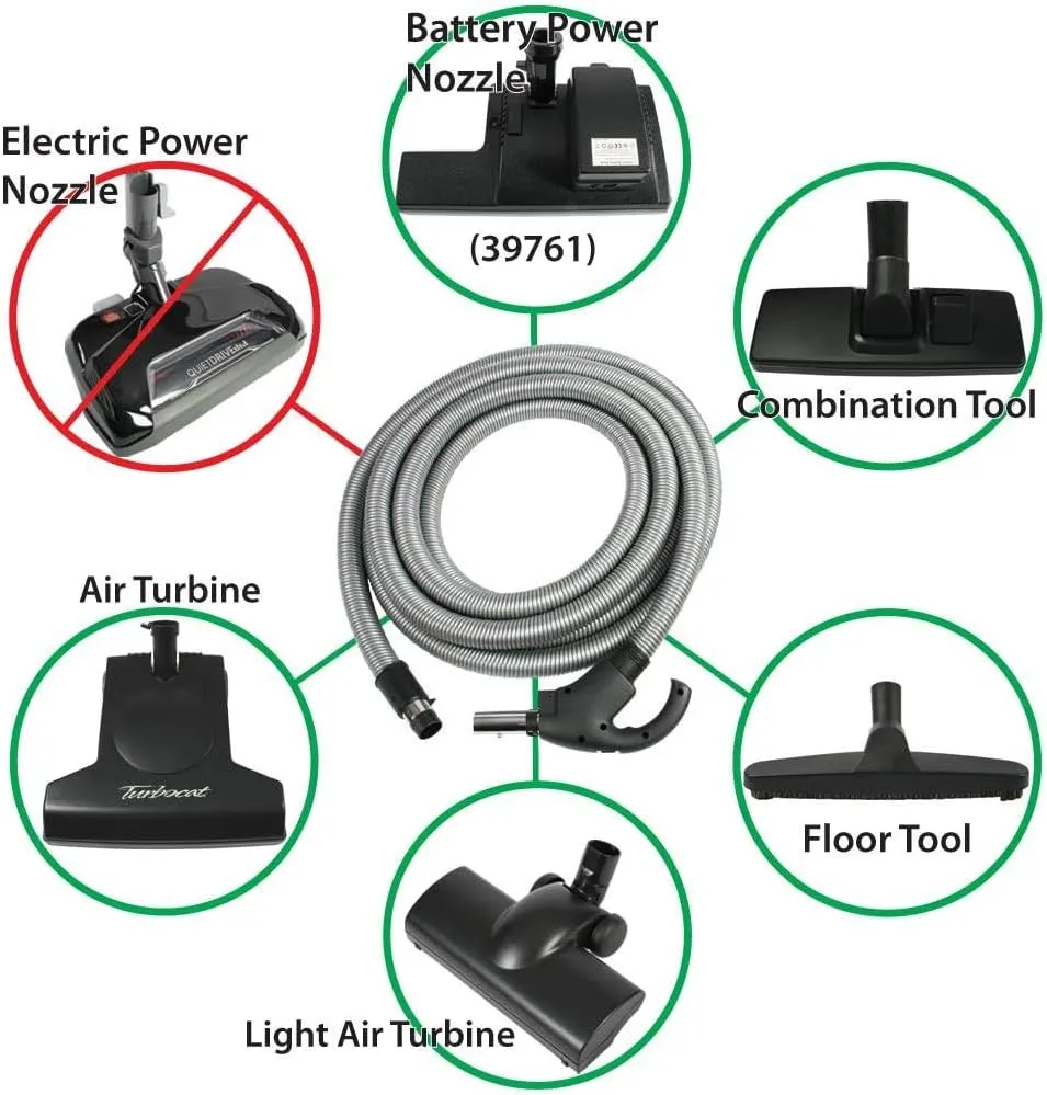 Cen-Tec Systems 92718A Central Vacuum Kit with Switch Control, 30 Ft. Hose, Silver