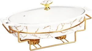 Ceramic Casserole Baking Dish With Glass cover, Lasagna Pan Deep for Oven,34 ounce Baking Pan with Handles, Oven Safe&Durable Bakeware for Home Decor 12.2Inch With golden rack